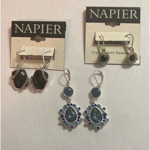 Three Pairs of Napier Lever-back Earrings